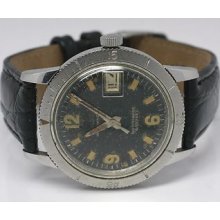 Vintage Bulova 666ft Divers Wrist Watch Explorer Style Dial Automatic W Date Ss