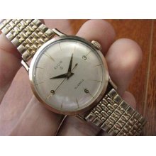 Vintage Elgin 19j 752 Center Seconds 10krgp-mens Round Wrist Watch-running Nice