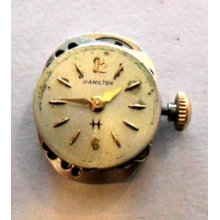 Vintage Hamilton 757 22j Adj Windup Wrist Watch Movement Round Dial Made In Usa