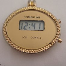 Vintage Ladies Oval Pendant Digital Lcd Watch Computime