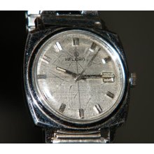 Vintage Men's Helbros Stainless Steel Mechanical Date Watch