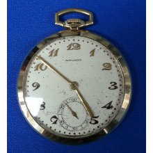 Vintage Movado Mens Pocket Watch 14 Gold Exc Timekeeper 17 Jewels