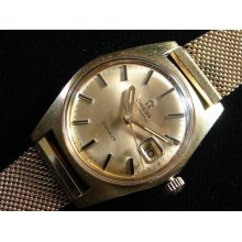 Vintage Omega Geneve - 24 Jewel - Date Watch - Caliber Number 681 - Gold Face - Gold - Metal - Adjustable