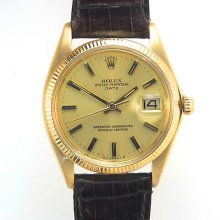 Vintage Rolex Oyster Perpetual Date Chronometer 18k Gold 1973 Mint Condition