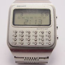 Vintage Seiko C-153 Lcd Digital Calulator Watch C153-5007 Quartz