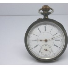 Vintage Silver Pocket Watch Open Face Stem Wind For Asian Market 0.800 53mm