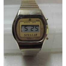 Vintage Stellar Lcd Quartz Watch Battery Working