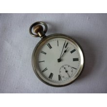 Vintage Swiss Solid Sterling Silver Pocket Watch - 7j Warranted English Movement