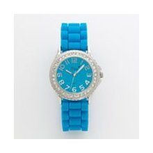 Vivani Silver-tone Simulated Crystal Aqua Watch K2081tq