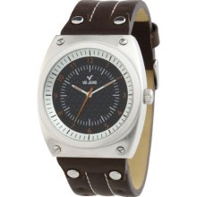 Voi Men's Quartz Watch With Black Dial Analogue Display And Brown Leather Strap Dune