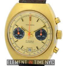 Wakmann Incabloc Vintage 3 Register Chrono Gold Plated