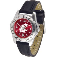 Washington State Cougars Sport Leather Band AnoChrome-Ladies Watch