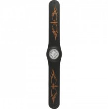 Watch - Slap-on - Cross & Flames - Black - Analog Clock -