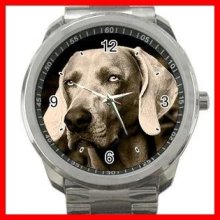 Weimaraner Grey Ghost Dog Pet Silvertone Sports Metal Watch 197