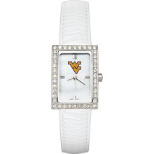 West Virginia University Ladies Allure Watch White Leather Strap