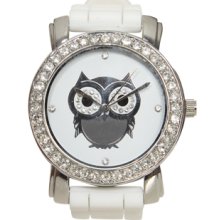 WetSeal Owl Rhinestone Rubber Watch White -size NS