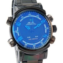 Wh-1101 Menâ€™s Quartz Movement Analog & Led Sporty Watch Stainless Steel Strap