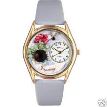 Whimsical 3d January Birthstone Novelty Watch Ladies Light Blue Leather Usa