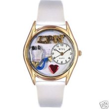 Whimsical 3d Licensed Nurse Lpn Novelty Wrist Watch Lady White Leather Usa Made