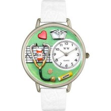 Whimsical Unisex Nurse Green White Skin Leather And Silvertone Wa ...