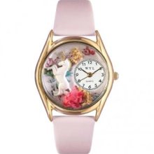 Whimsical Watches C-0420001 Womens Unicorn Pink Leather And Goldtone Watch