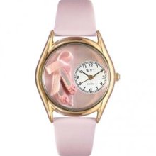 Whimsical Watches C-0510005 Womens Ballet Shoes Pink Leather And Goldtone Watch