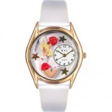 Whimsical Watches C-0820013 Womens Cheerleader White Leather And Goldtone Watch