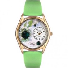 Whimsical Watches C-0910005 Womens Birthstone- May Green Leather And Goldtone Watch