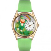 Whimsical Watches C-1224002 Womens St.Patrick s Day Rainbow Green Leather And Goldtone Watch