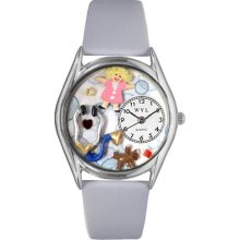 Whimsical Watches Pediatrician Royal Blue Leather And Silvertone Watch