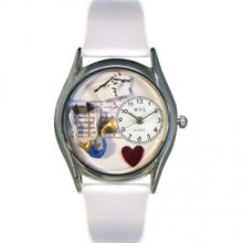 Whimsical Watches S-0610002 Womens Nurse Blue White Leather And Silvertone Watch