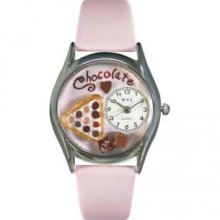 Whimsical Watches S0310005 Chocolate Lover Pink Leather And Silvertone Watch