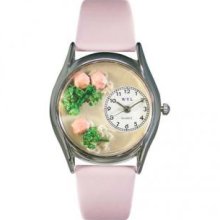 Whimsical Watches S1210005 Roses Pink Leather And Silvertone Watch