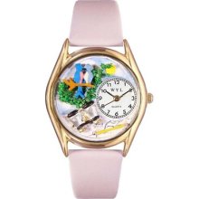 Whimsical Watches Women's Bird Watching Yellow Leather And Gold Tone Watch