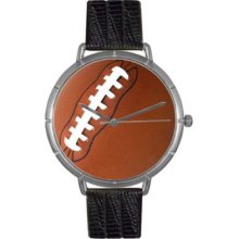 Whimsical Watches Women's Japanese Quartz Football Lover Black Leather Strap Watch