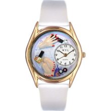 Whimsical Watches Women's Nail Tech Red Leather And Gold Tone Watch C-0630003