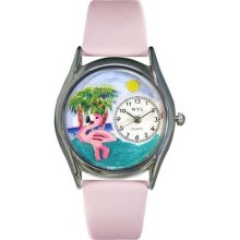 Whimsical Womens Flamingo Pink Leather Watch #557205