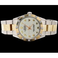 White Arabic dial date just rolex watch SS & gold oyster bracelet datejust