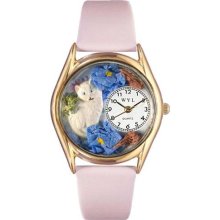 White Cat Pink Leather And Goldtone Watch ...