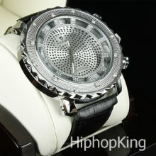 White Cubic Zirconia Crystal Screw Bezel Polished Case Iced Out Hip Hop Watch