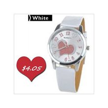 White Trendy Quartz Wrist Watch with Leatherette Strap