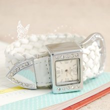 Width Strap Square Rhinestones Thick Dial Fashion Women Unique Quartz Watch R