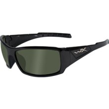 Wiley X Sunglasses - Twisted Gloss Black with Polarized Smoke Green Lens - Street Series