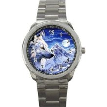 Wolf and Moon Sport Metal Watch Gift model 17195524 - Gun Metal