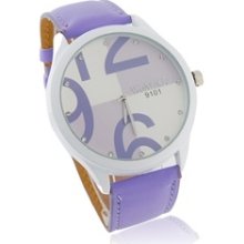 WoMaGe 9101 Women's Stainless Steel Dial Leather Band Fashion Watch (Purple)