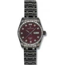 Womenandamp;apos;s Black Stainless Steel Automatic Burgundy Dial - Watch