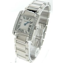 Women's Cartier Tank Francaise We1002s3 White Gold Diamonds Quartz Watch