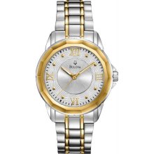 Women's Dress Two Tone Stainless Steel Case and Bracelet Silver Dial Roman Numer