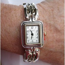 Women's Filigree Toggle Clasp Bracelet Watch Silvertone or Two-Tone 6.5