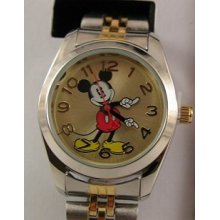 Womens / Ladies Disney Mickey Mouse Silver / Gold Adjustable Watch In Box